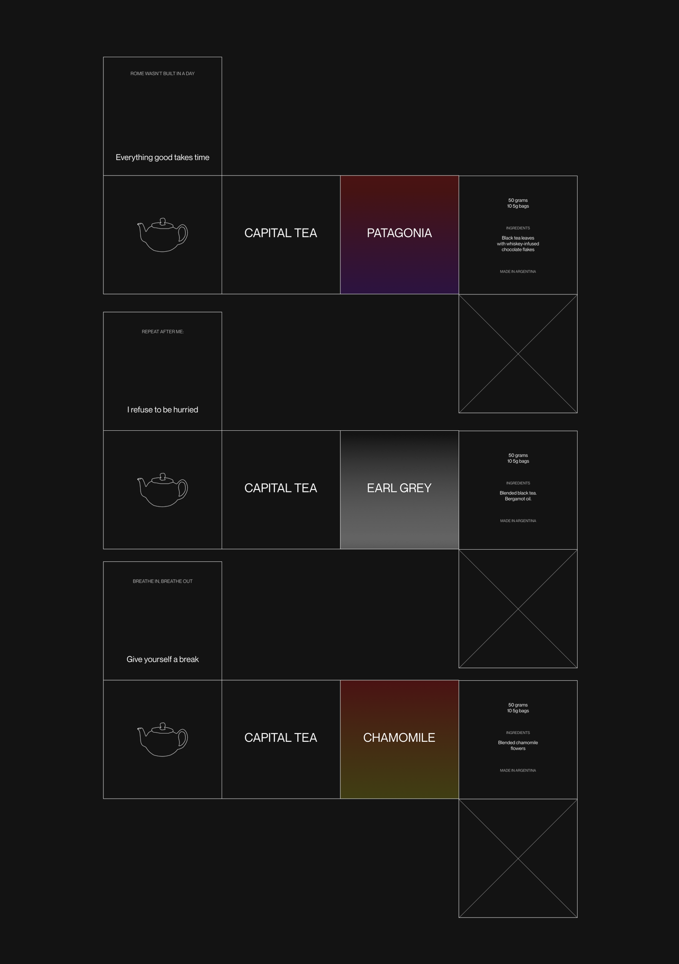 Tea boxes - Packaging design for Capital Tea. Concept work by Postdigitalist.